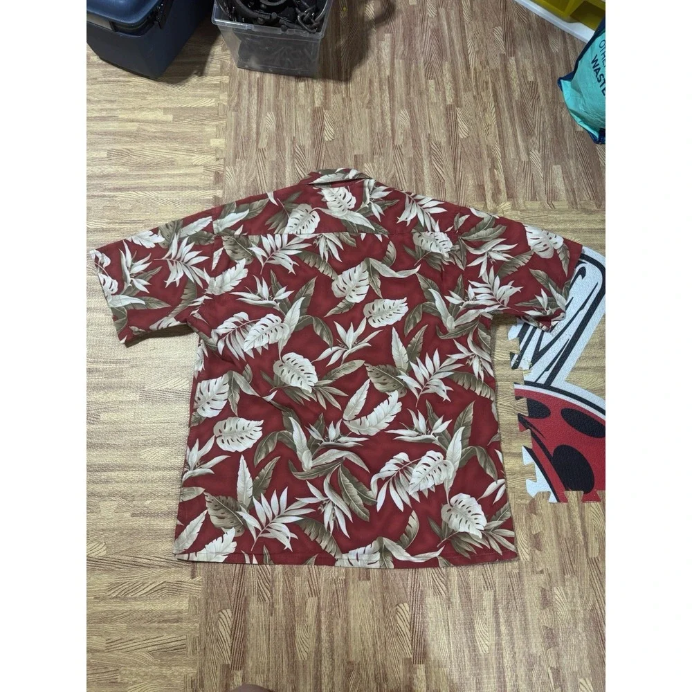 Pierre Cardin Tropical Palm Hawaiian Floral Print‎ Cotton Lawn Shirt Size L